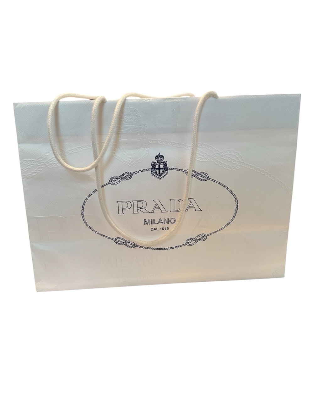 Prada White Milano Paper Tote with Rope Handles